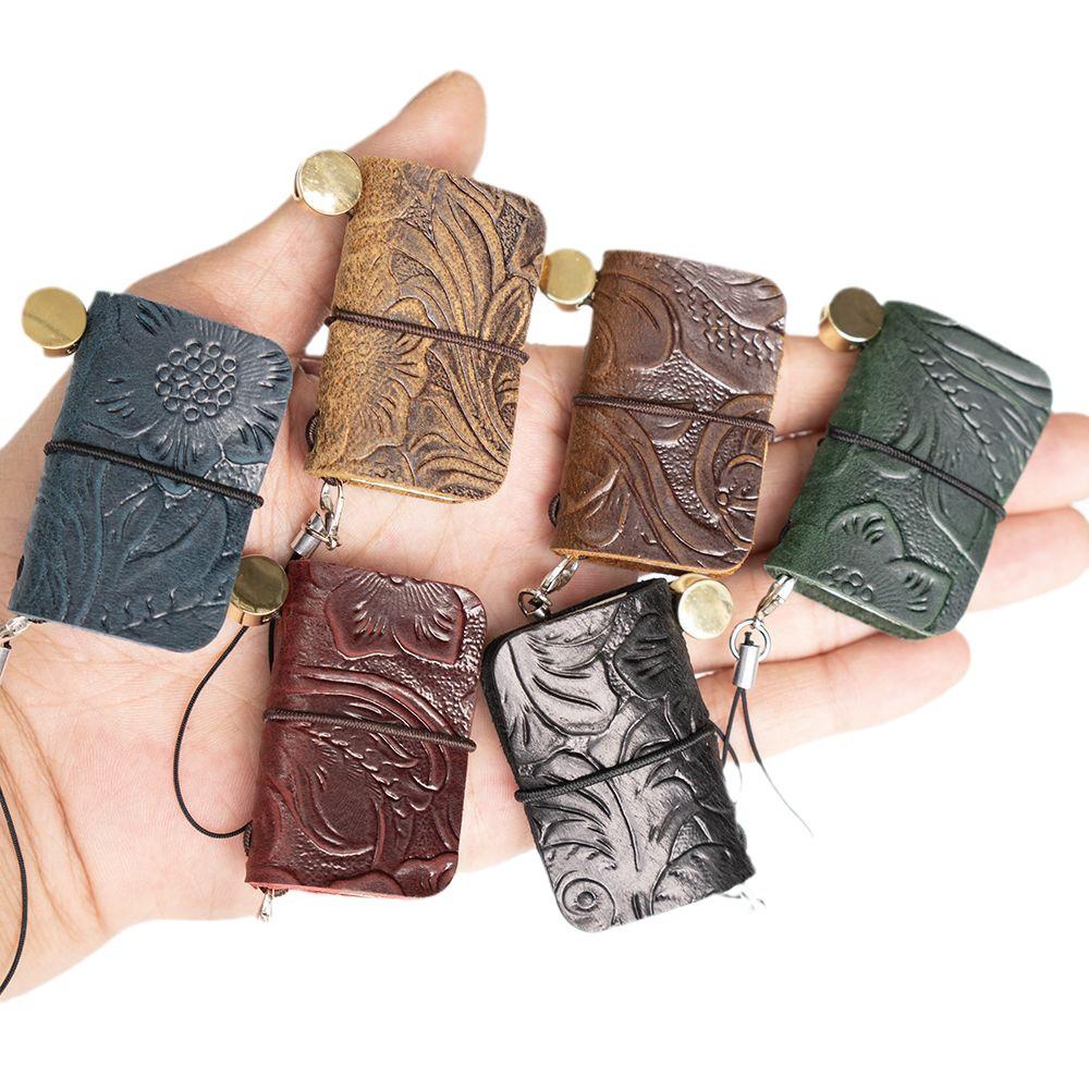 Urok ze skóry bydlęcej Japoński i Koreański Mini Kieszonkowy Dziennik - Uroczy Notatnik ze Skóry Crazy Horse