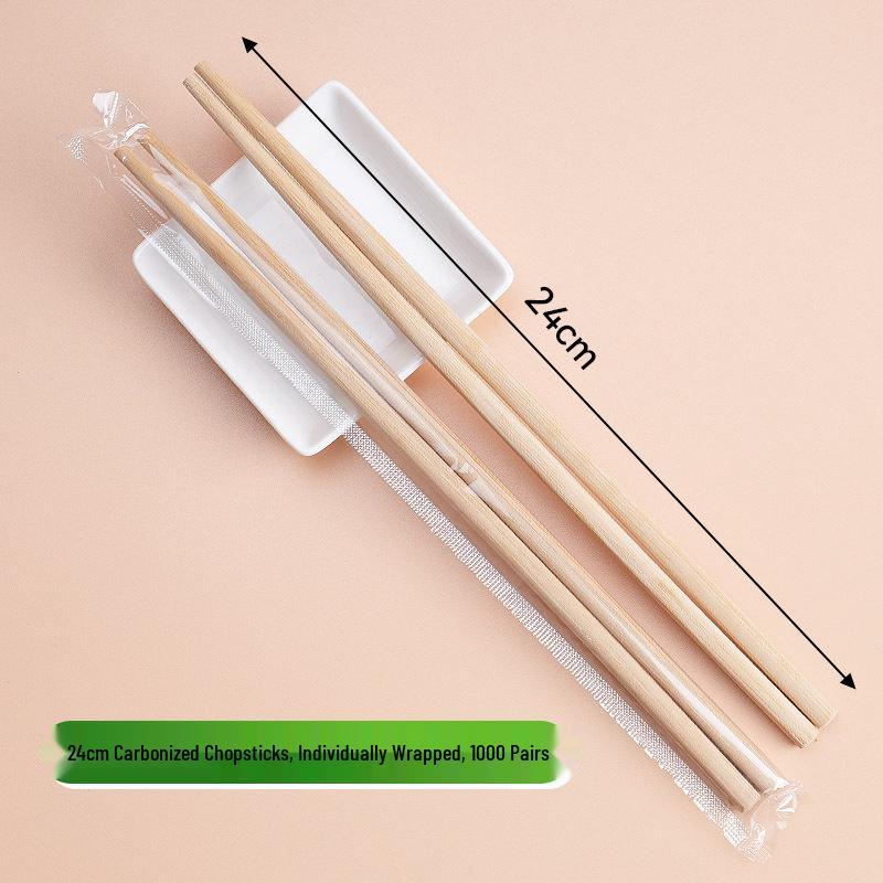 Eco-Friendly Carbonized Bamboo Chopsticks - Hygienic, Disposable & Individually Wrapped for Household and Commercial Use. Portable and Sustainable.