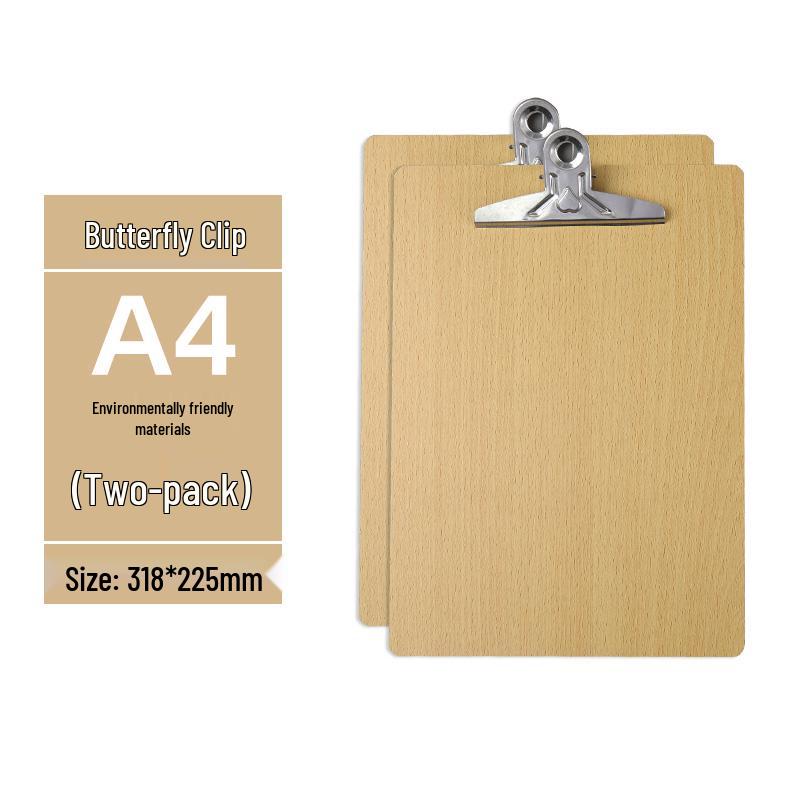 Zestaw 5 drewnianych podkładek z uchwytem na długopis, blokiem do pisania A4/A5 i teczką 16K - idealny do przyjmowania zamówień w restauracji i robienia notatek.