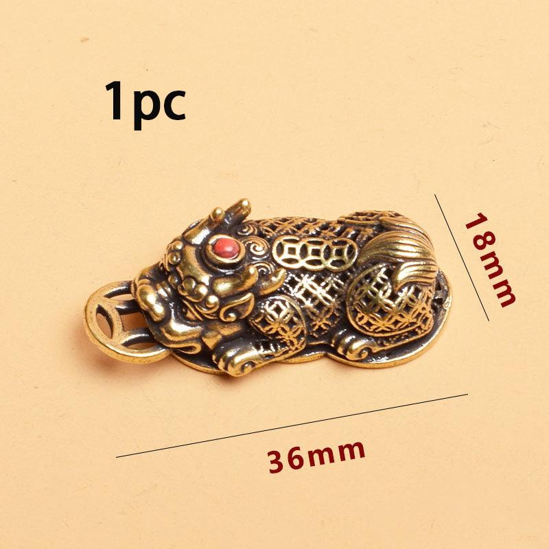 

VP New Chinese Mini Figurines Office Tabletop Decoration Accessories 1PC Brass Animal Pixiu Coin Charms Pendant Statue Ornament