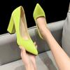 Large size high heels women's autumn new sexy thick heel pointed single shoes shallow mouth patent leather one pedal