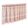 Kitchen Short Curtain Panel with Rod Pocket, Light Filtering Polyester and Gingham Trim for Bath and Cabinet Use