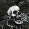 Hochglanzpolierte Gothic-Vampir-Totenkopfringe für Herren Schwerer Totenkopf Edelstahl Bikerring Punk Motorradfahrer Schmuck Geschenk Größe 7-15