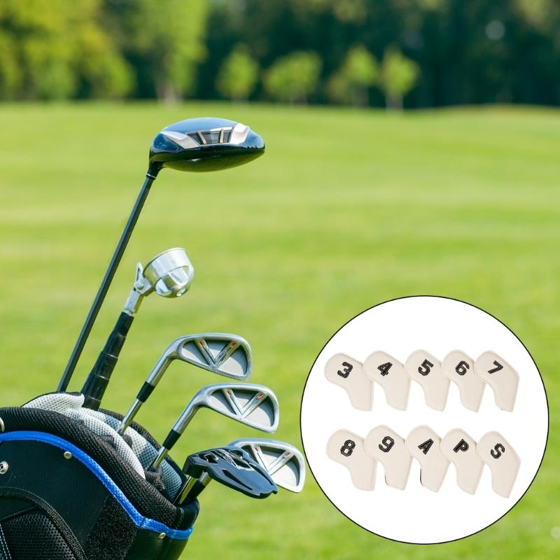 10Pcs Golfs Iron Head Cover Thick PU Leather Golfs Head Cover Replacement Headcover Protective Cover Easy to Use