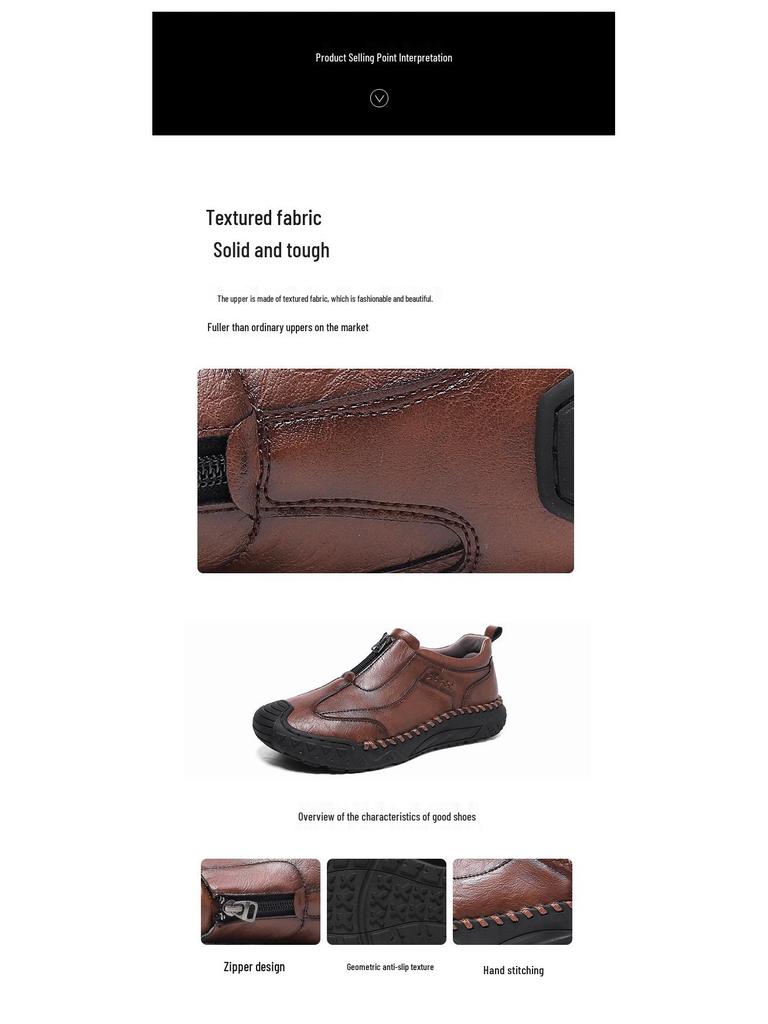 Herren Slip-On Freizeitschuhe Herbst 2025 - Weiche, Rutschfeste Sohle, Reißverschluss, Flacher Absatz, Atmungsaktiv