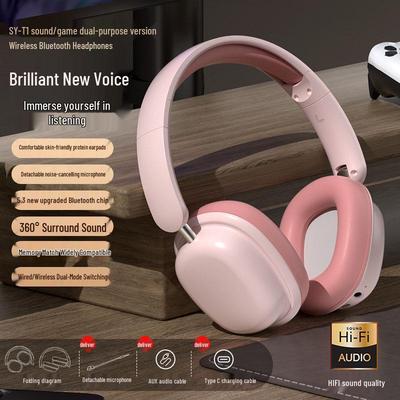 Kabellose Over-Ear Bluetooth-Kopfhörer mit Mikrofon und großem Akku für Gaming