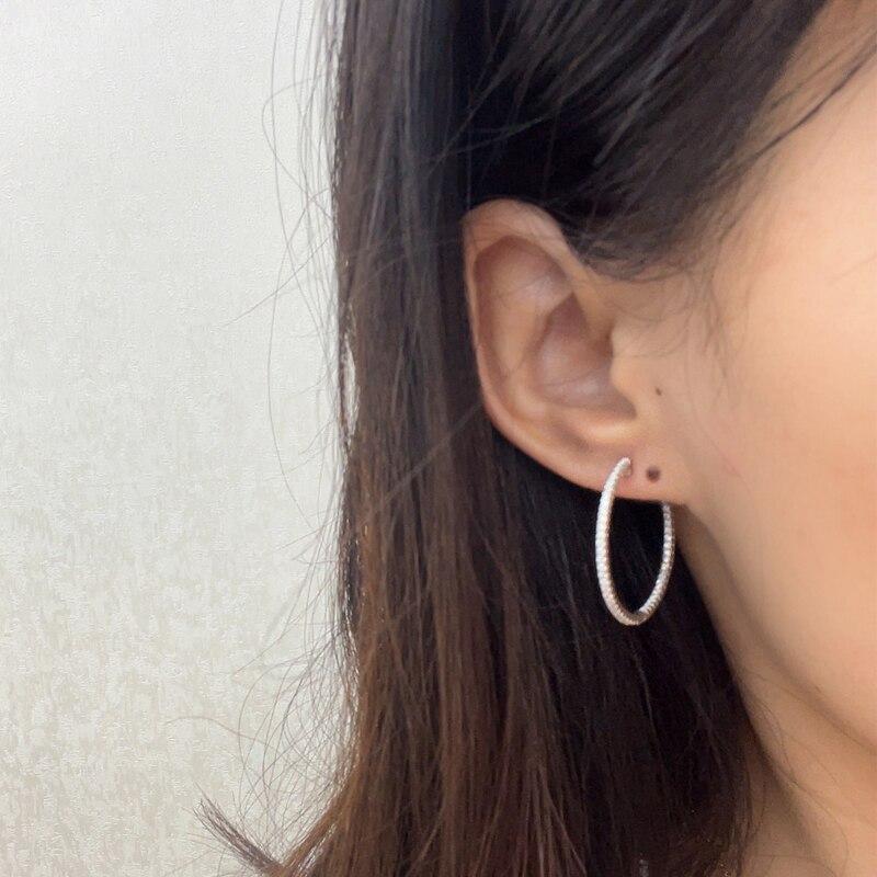 1 .2mm D Color Moissanite Loop Earrings For Women 925 Sterling Sliver White Gold Plated Ear Studs Fine Jewelry Gift