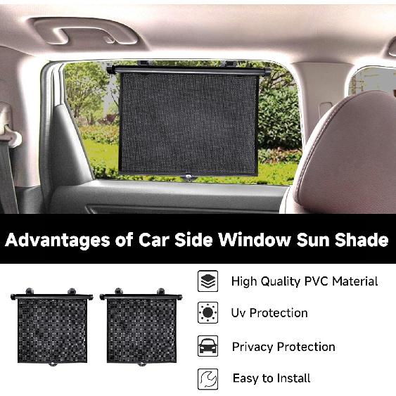 2 Pack Window Sun Shades Retractable Car Curta Window Covers Protect Baby Kids Sun Shade For Car Window UV And Sun Glare Protection Accessories 20" X