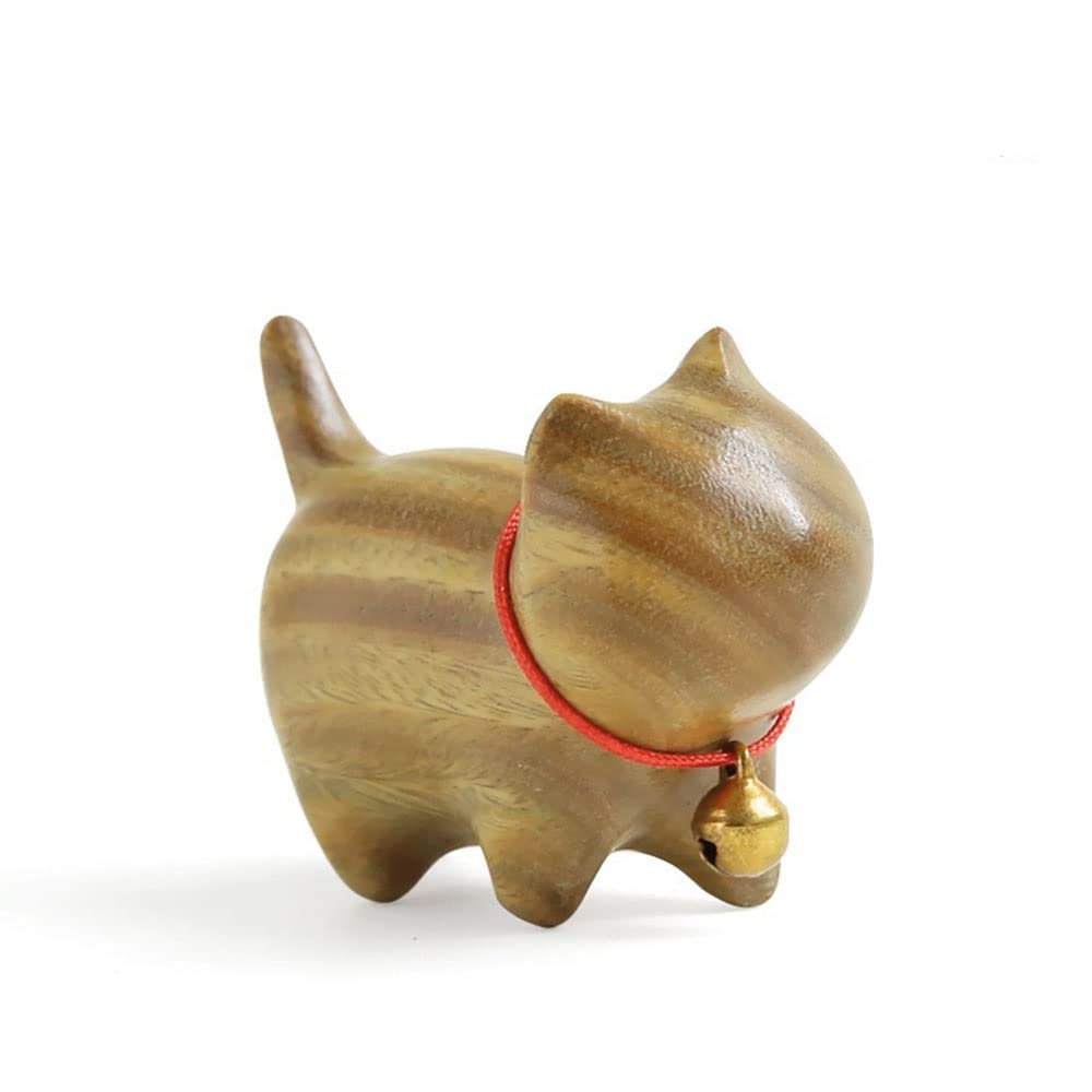 WOWTAC Wooden Cat Entryway Interior Good Birthday Gift Maneki-neko Figurine, Accessory, Decoration, Luck, (Green Sandalwood)