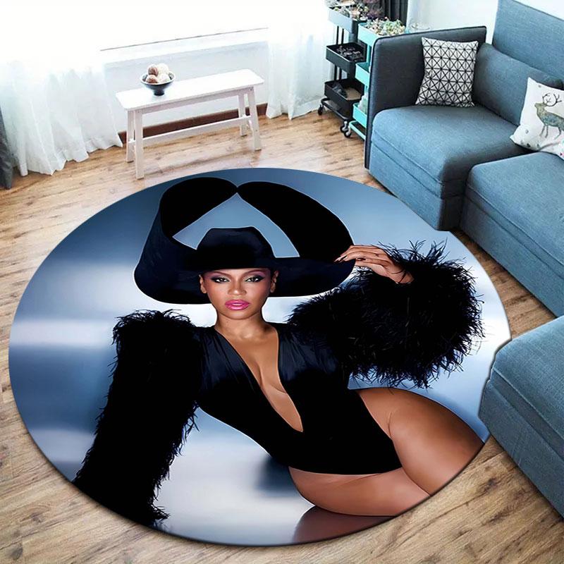 Beyonce Round Area Rug,Carpet Rug for Living Room Bedroom Sofa Playroom Decor,Non-slip Floor Mat