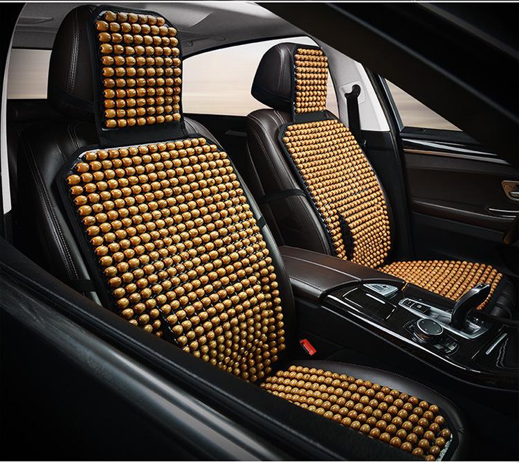 Ventilated Wooden Bead Seat Cushion with Lumbar Support - Breathable, Massage Pad for Car or Office Chair