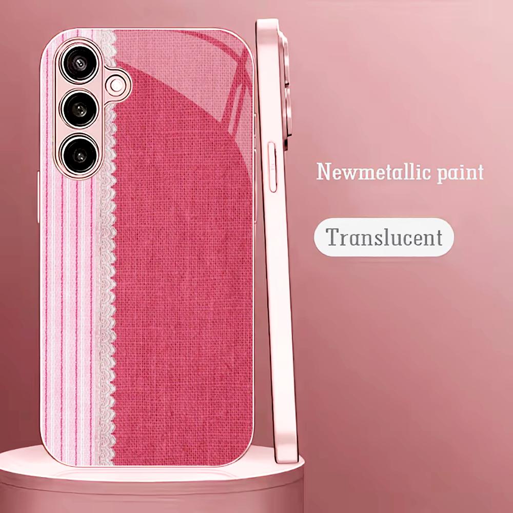 Soft pink gradient PhoneCase for Samsung Galaxy S26 S25 S24 S23 S22 FE Ultra Plus Built-in glass feel bare machine Men women