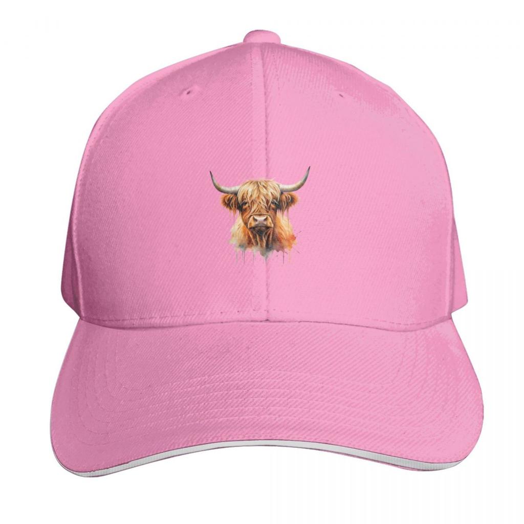 Highland Cattle Cow Longhaired Watercolor Baseball Cap Sports Cap Luxury Brand Western Hat Unisex Hat Unisexs Caps Womens