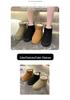 Women's 2025 Black Snow Boots - New Style, Thick Platform Sole, Solid Color, Ankle Length, Fleece-Lined Cotton for Warmth