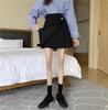 2024 Spring Women's Black High-Waist Irregular A-Line Skirt, Korean Style