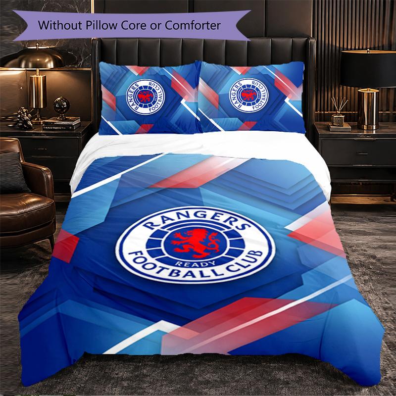 Biancheria da letto a tema Rangers FC Set 3 Pezzi Copripiumino Biancheria da letto Decorativa Per Stanza Adolescenti Decorazione Casa