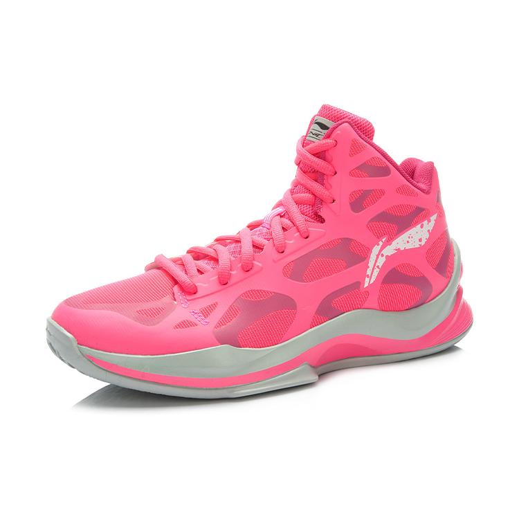 Li Ning SONIC 3 Mesh Slip Resistant Coverage Support Cushioning High top Basketball Shoes Men's Pink Gray ABPK021-5