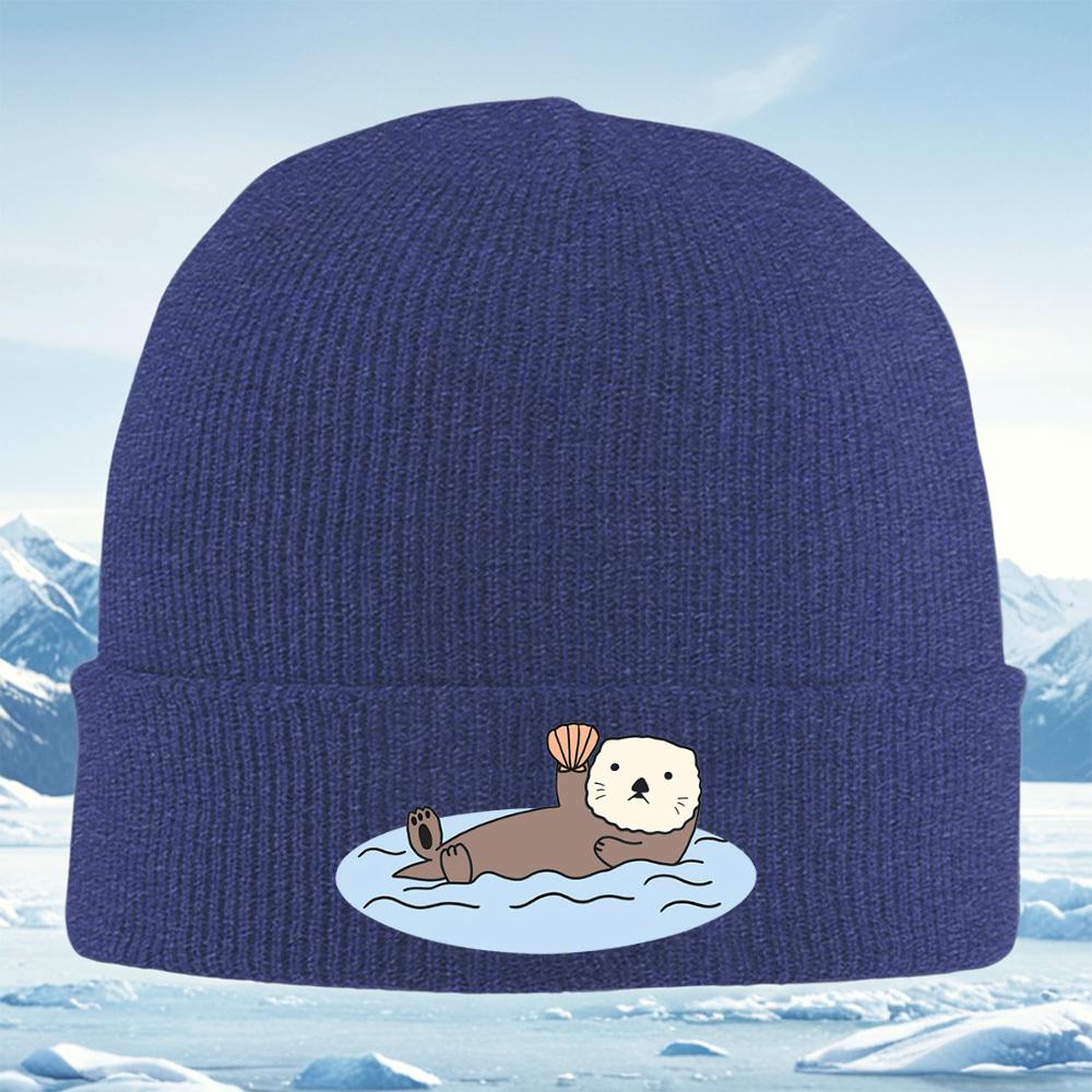 

Sea otter holding shell in water Men Women Unisex Knitted Hat Beanie Pullover Cap Winter Thermal Warm Christmas Outdoor Cycling