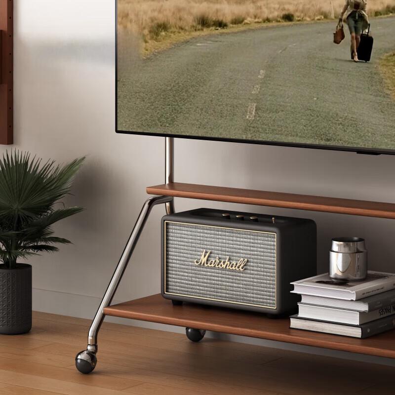 Solid Wood Mobile TV Floor Stand with Wheels