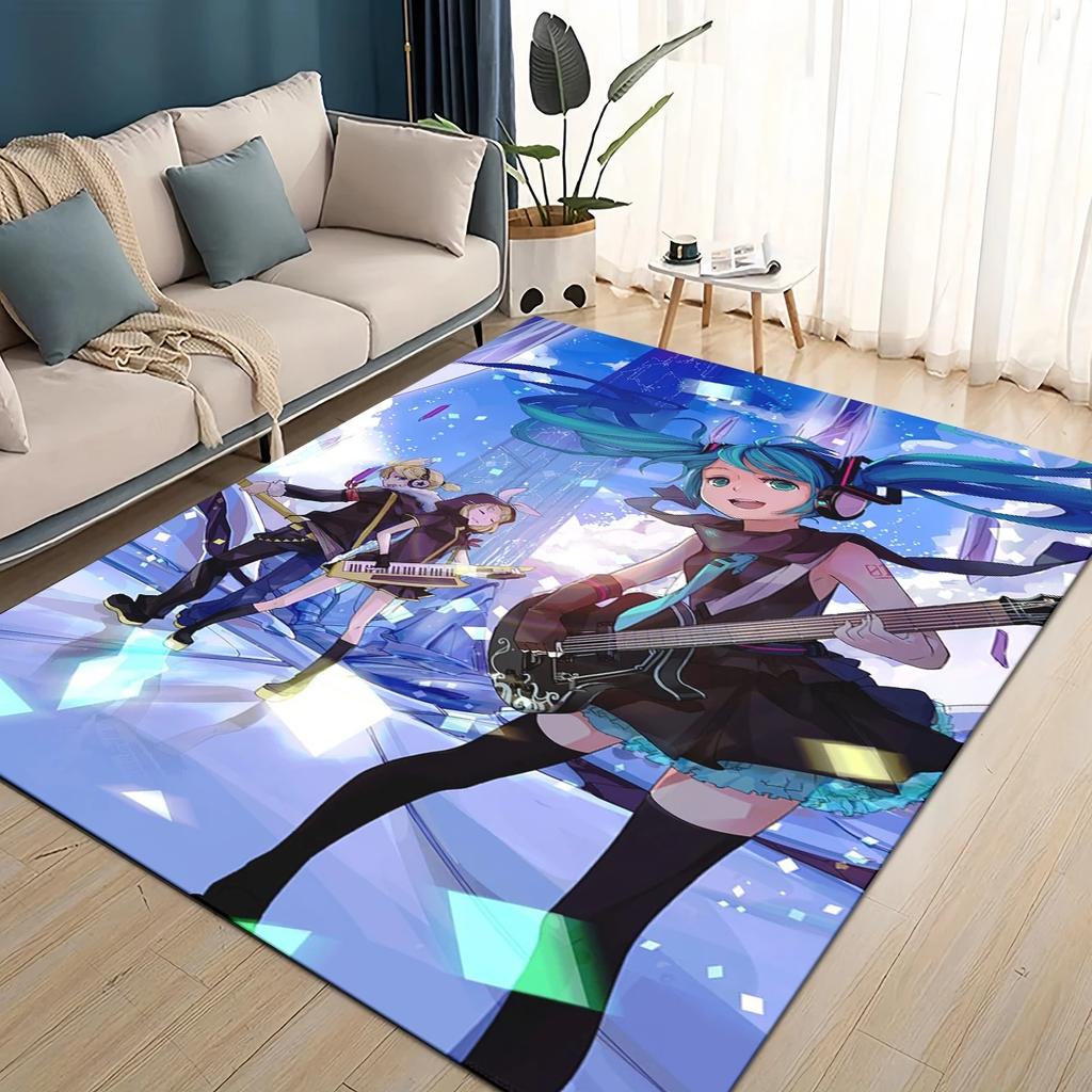 3D M-MIKUS Music VOCALOID Cartoon Girl Rug Carpet for Living Room Bedroom Home Decor,kids Play Non-slip for Sofa Doormat