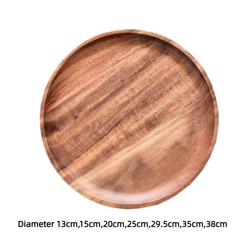 Solid Wood Serving Platter Tray Round Wooden Tea Tray Plate Dinner Plates  For Food Snack Dishs