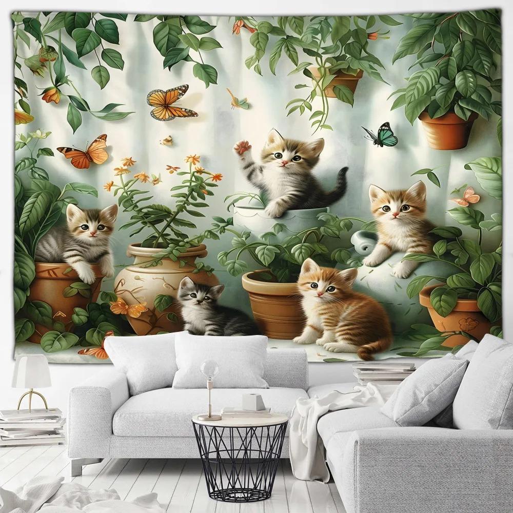 Cute Cat Tapestry Office Living Room Decoration Home Wall Tapestry
