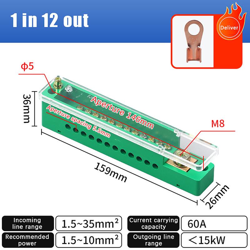 Unipolar Splitter Junction Box 1 In 4/6/10/12 Out Retardant Metering Cabinet Wire Terminal Block Retardant Flame Retar Parts