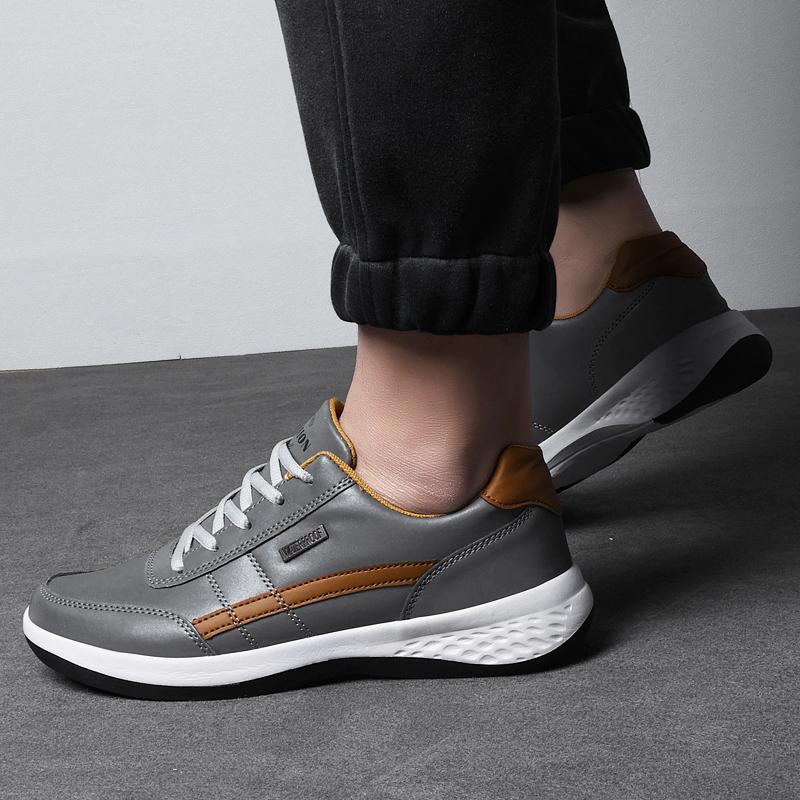 Men's Casual Pu Leather Shoes Outdoor Spring/Autumn Comfortable Flat Walking Sneakers