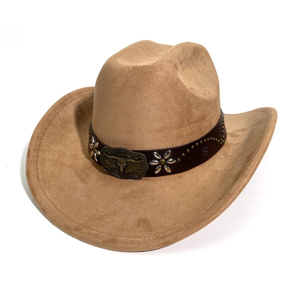 New Men's and Women's European and American Style Western Cowboy Hat Ethnic Style Jazz Hat Suede Big Edge Top Hat Knight Hat