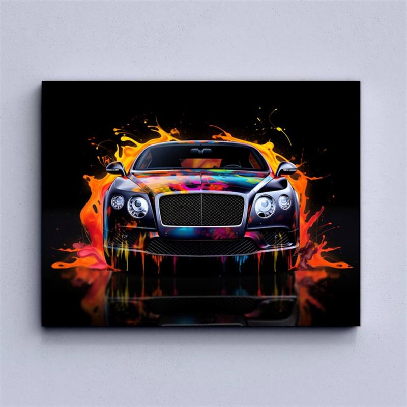 Hot Colorful Neon C8 Luxury Car Press Quality Poster Aesthetics Art Home Wall Canvas Home Driver Room Garage Living Decor Design