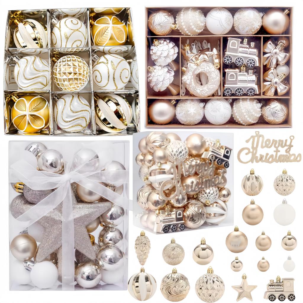Neueste Champagner Gold Weihnachts-Kugeldekorationen Frohe Weihnachten Baumschmuck Exquisite geformter Weihnachtsanhänger Party-Dekoration Kugel