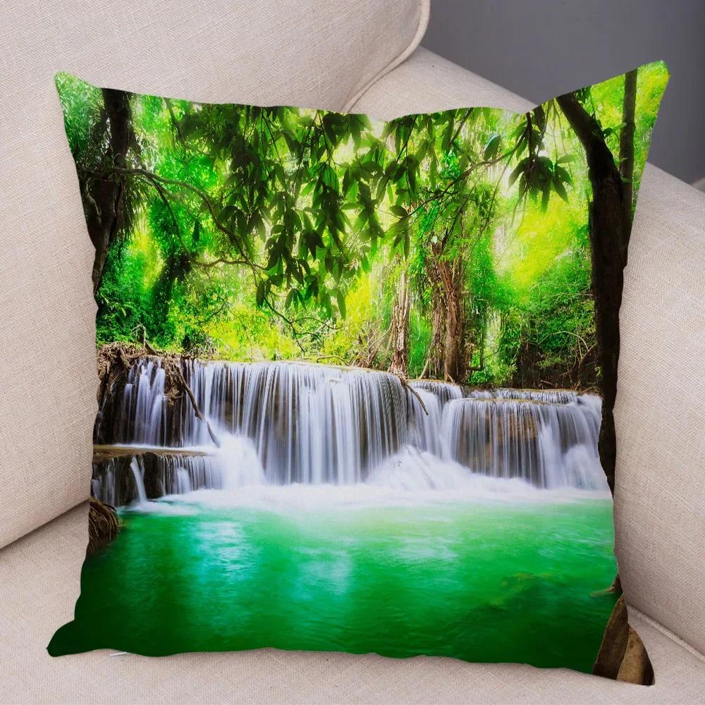 

Waterfall Printed Pillow Case for Home Sofa Children Room Decor Beautiful Scenery Pillowcase Soft Plush Cushion Cover ,(20) 66x66cm