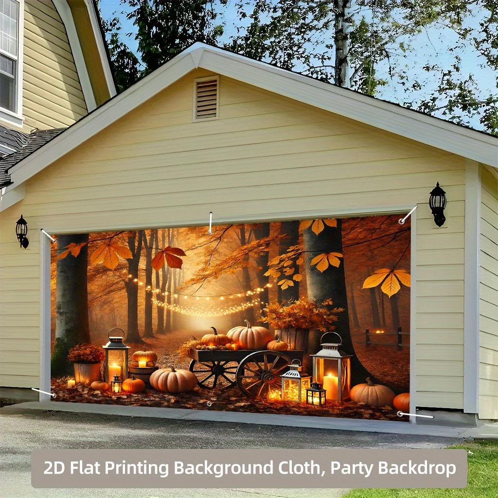 Een banner met een achtergrond van herfstoogst kastanjes en pompoenen - duurzame polyester stof, feestelijke decoratie