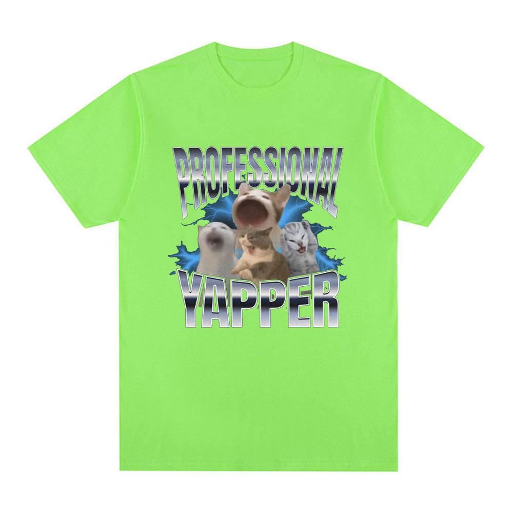 Professional Yapper Funny Cat Meme T Shirt Unisex Women Fashion Vintage Short Sleeve T-shirt Casual Cotton Cozy Oversized T Shirts