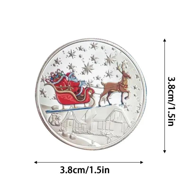 1Pcs Merry Christmas Plated Gold Coin Santa Claus Colorful Star Snow Collectible Coins Christmas Souvenirs