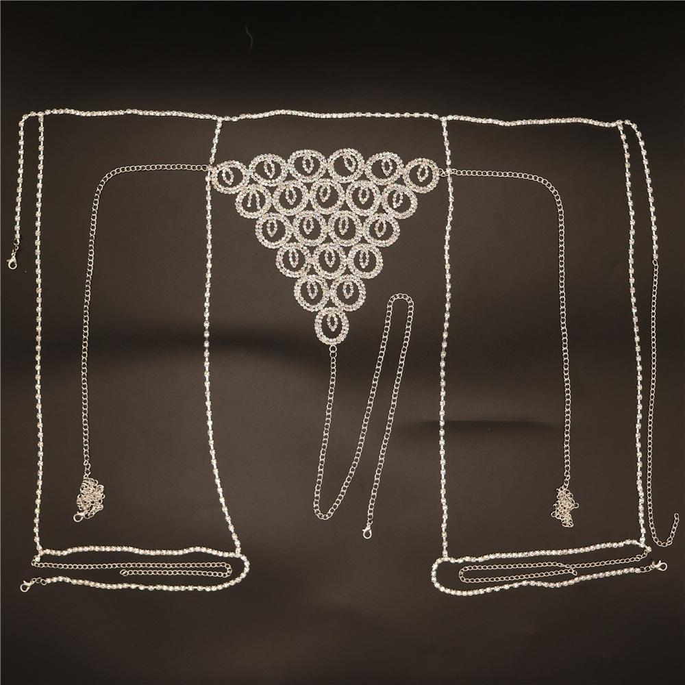 Sexy Body Chain Diamond Round Thong Waist Chain Luxury Rhinestone Bikini Panty Set Body Chain