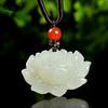 Hetian White Jade Lotus Pendant with Certificate - Unisex Jade Flower Symbolizing Wealth