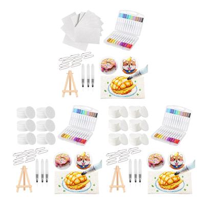 3D Drawing Magic Canvas Sponge with Watercolor Brush Marker Pen 3D Blank Painting Paper Magic Puffy Paint Kit DIY Art Supplies