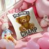 Childish-Hearted Friends Teddy Bear-B Pillow Case Anti-Dustmite Pillowcase Invisible Zipper Silky Short Plush Sofa Cushion Cover
