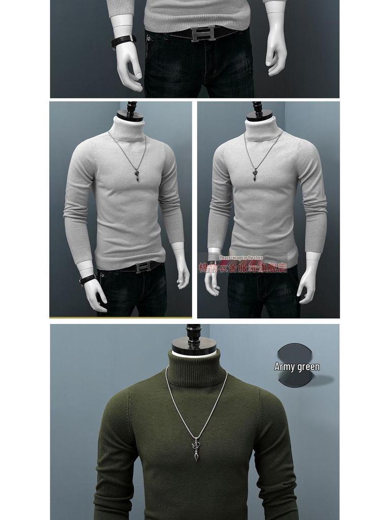 Men's Korean Style Turtleneck Knitted Sweater: Autumn/Winter Thick, Trendy, Plus Size Loose Pullover.