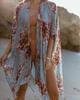 Summer New Printed Blouse Women's European and American Casual Medium and Long Loose Tulle Sunscreen Jacket