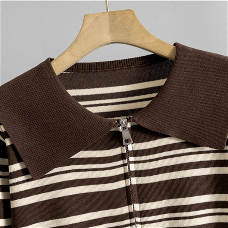 Women's Autumn And Winter Striped Sweater Set Casual Wide Leg Pants  Knitted Two Piece Set  Trendy
