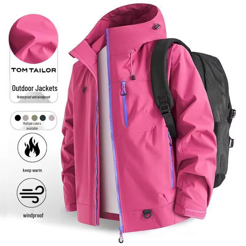 American Retro Mountain Windbreaker: Color Block, Multi-Zipper, Hooded, Waterproof Jacket for Hiking and Mountaineering