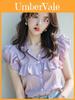French Fashion Blouse Short Sleeve Puff Sleeve Ruffled Design For Summer 2025