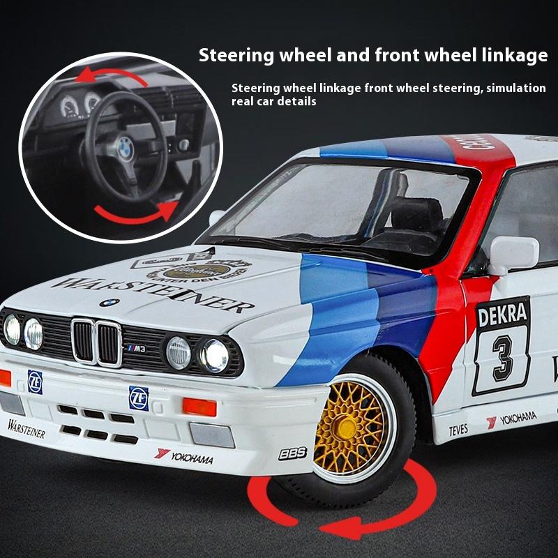 1/24 Scale BMW M3 E30 1988 Mpower Floral Version Alloy Diecast Painting Car Model Sound Light Private Collectibles Decorative Gifts