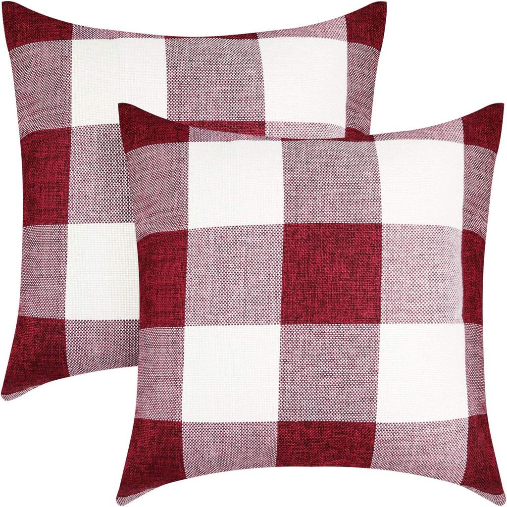 Home Cushion Simple Cotton Linen Pillow Checkered Stripe Cushion Living Room Sofa Pillow Cover