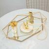European Metal Glass Jewelry Gold Display Plate Geometric Tray Mirror Rose Shelf Storage Ring Dish Home Decoration