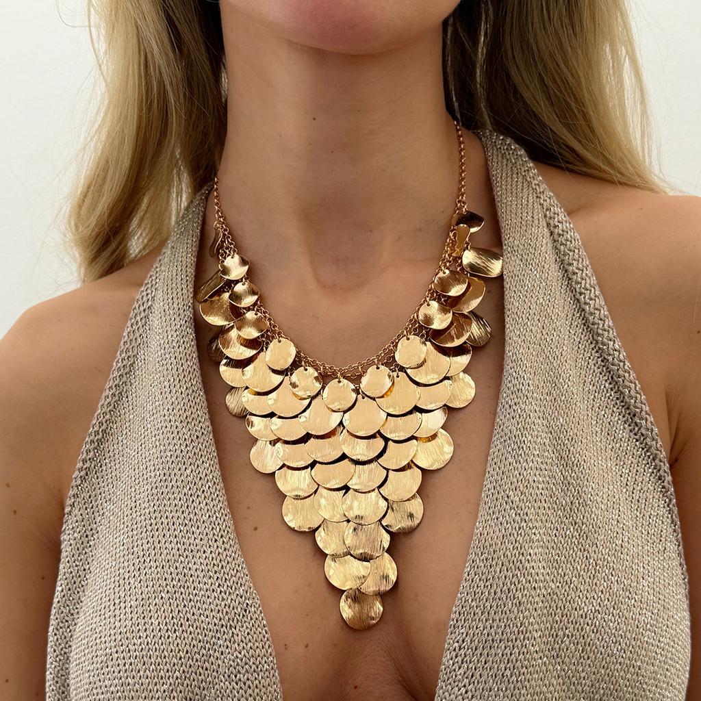 DIEZI Übertriebene Neue Goldfarbe Runde Quaste Choker Halskette Für Frauen Männer Punk Vintage Mode Metall Geometrischer Schmuck