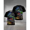 3D Printed Cartoon Truck Print Children's Clothing Outdoor Kids T-Shirt Top for Boys and Girls