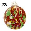 Weatherproof Decorative Sphere for Patio Hand-Blown Glass Round Disc Ornament, Christmas Tree Hanging Decoration with Colorful Spiral